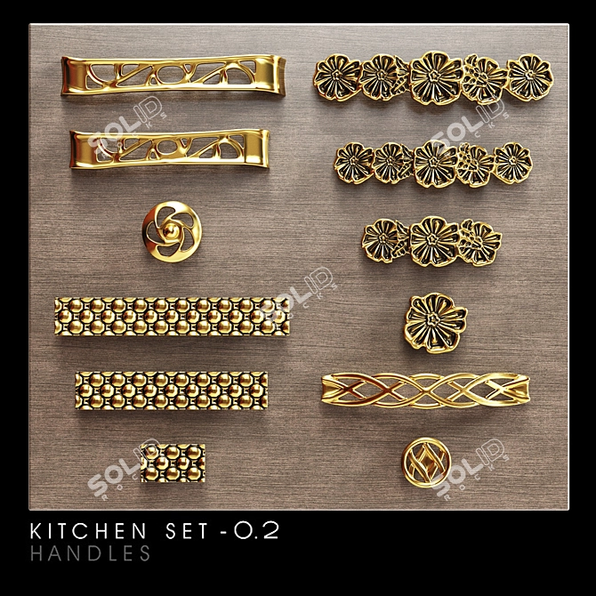 Title: Elegant Kitchen Cabinet Handles 3D model image 1