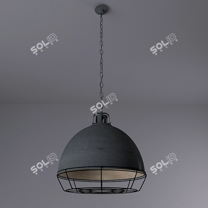 Vintage Grey Metal Pendant Light 3D model image 1