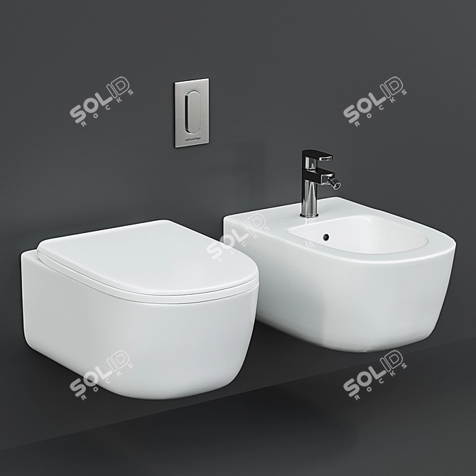 Luxury Komodo Wall-Hung WC & Bidet 3D model image 1