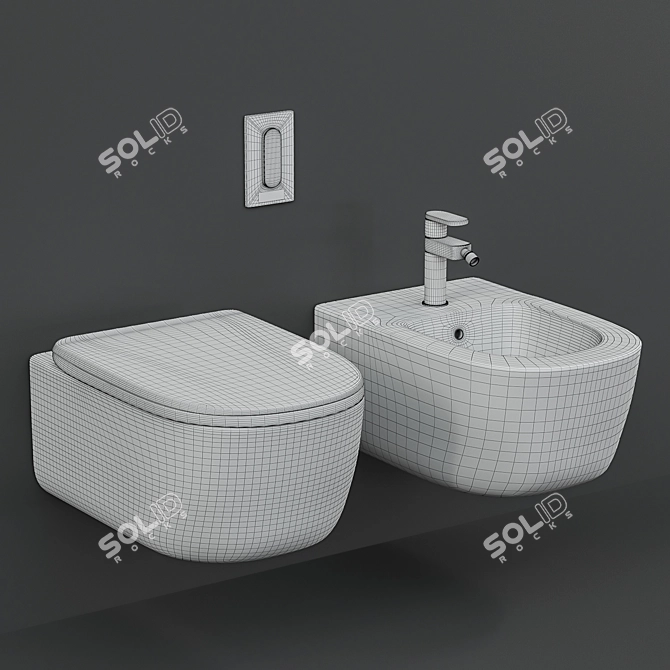 Luxury Komodo Wall-Hung WC & Bidet 3D model image 2