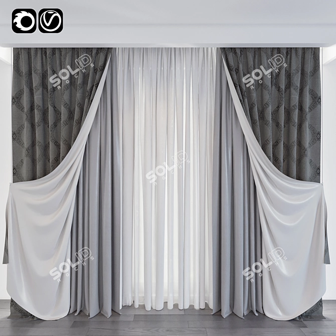 Modern Window Curtain - 3D Model 3D model image 1