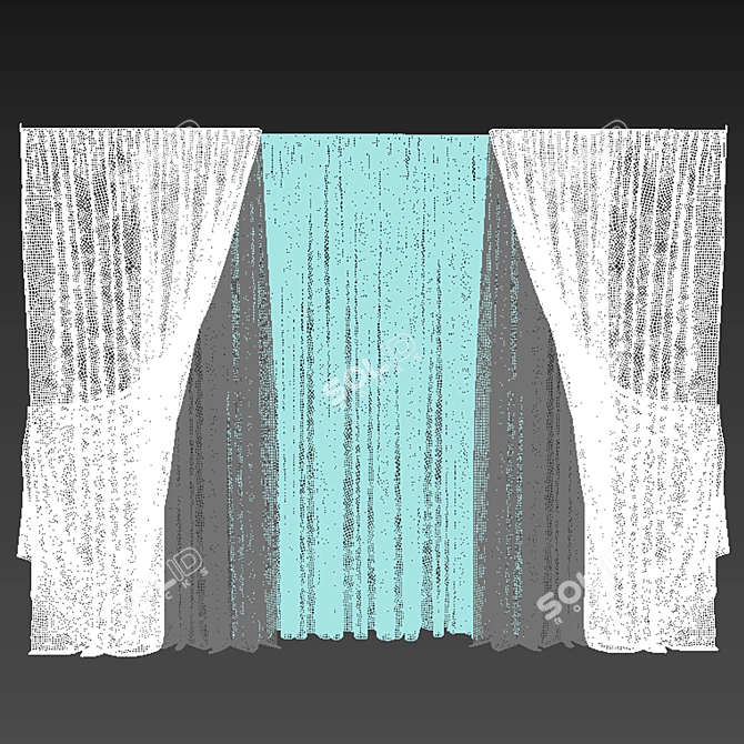 Modern Window Curtain - 3D Model 3D model image 2