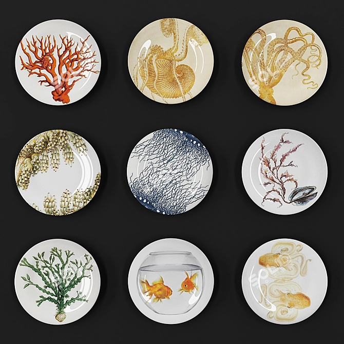 Elegant Decorative Plate: 3D Model 3D model image 1