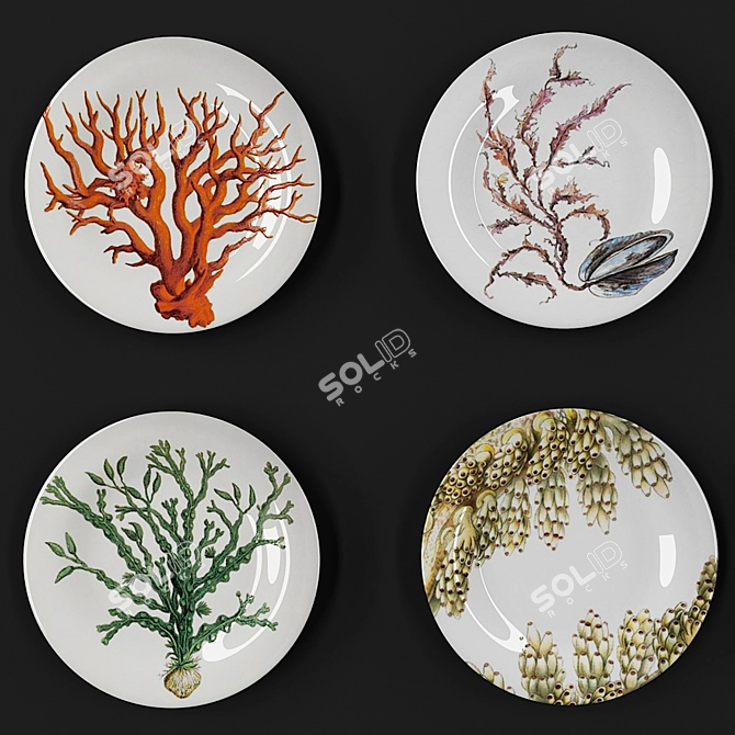 Elegant Decorative Plate: 3D Model 3D model image 2