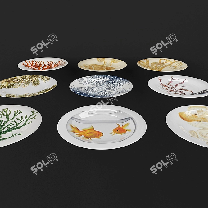 Elegant Decorative Plate: 3D Model 3D model image 3