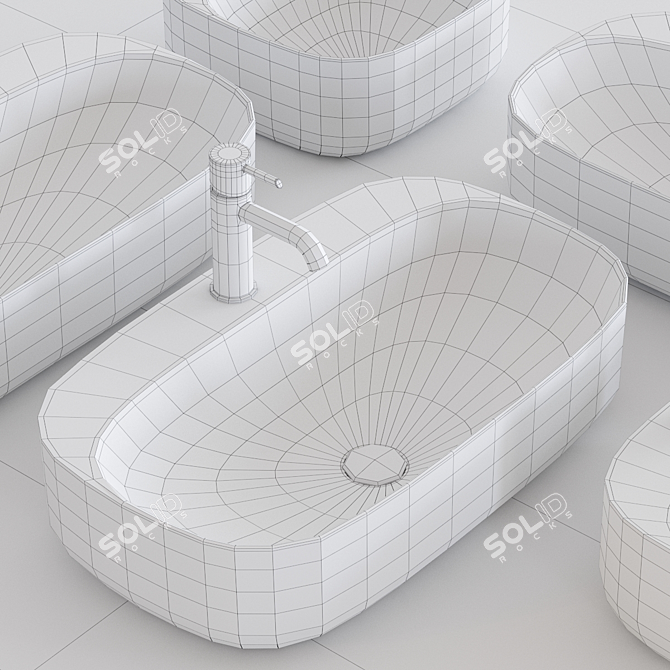 Sleek Minimalist Washbasin Collection 3D model image 3
