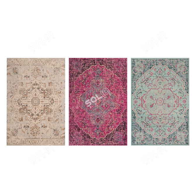 Luxury Carpet Set: 3 High-Quality Textured Rugs 3D model image 3