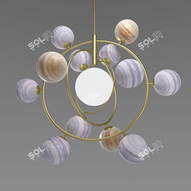 Modern Multi-Colored Glass Pendant Light 3D model image 1