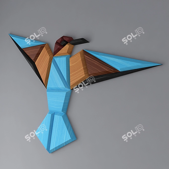 Wooden Bird Wall Decor 3D model image 2