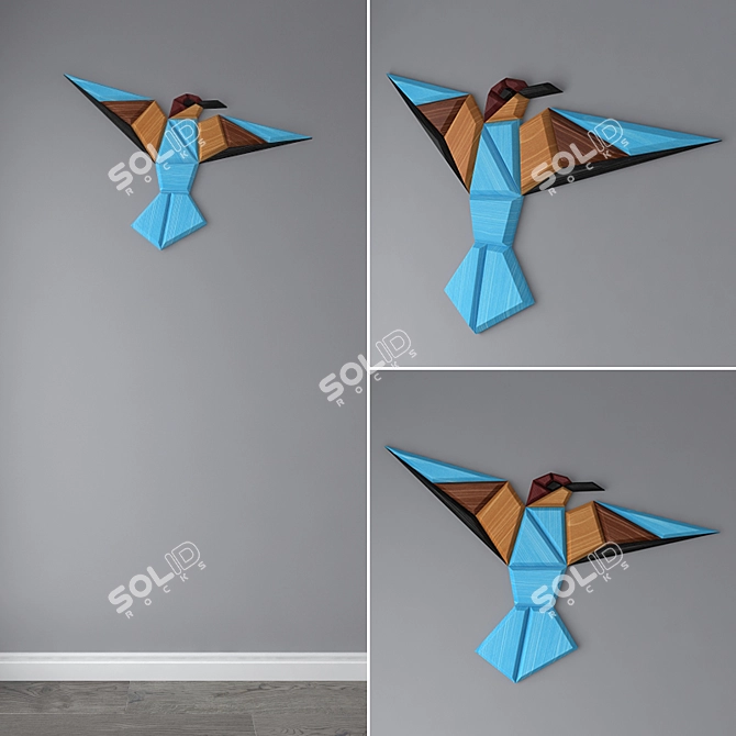 Wooden Bird Wall Decor 3D model image 3