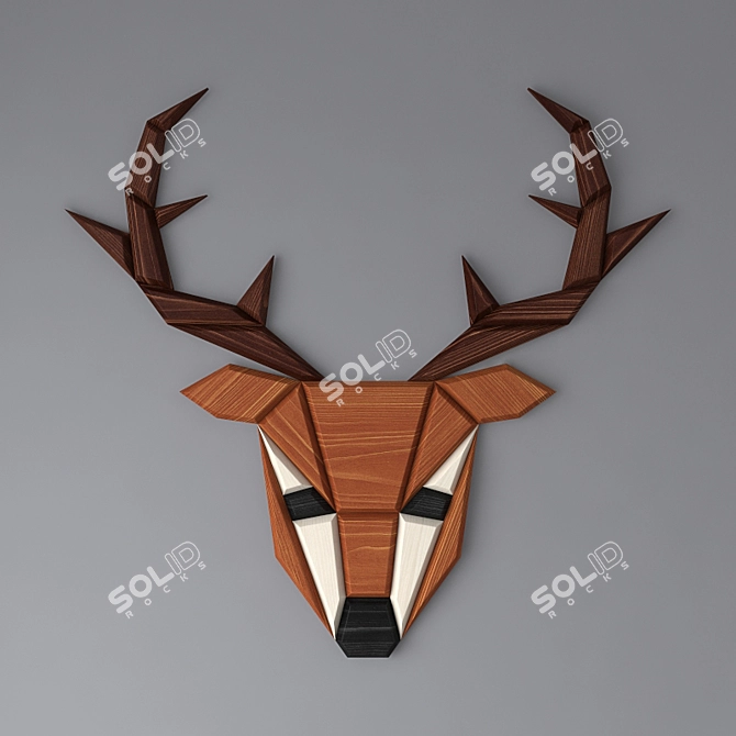  Wooden Deer Wall Decor 3D model image 1