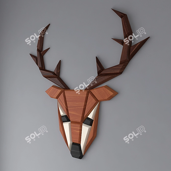  Wooden Deer Wall Decor 3D model image 2