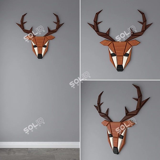  Wooden Deer Wall Decor 3D model image 3