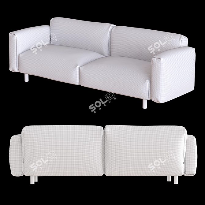 Elegant Velvet Sofa 3D model image 2