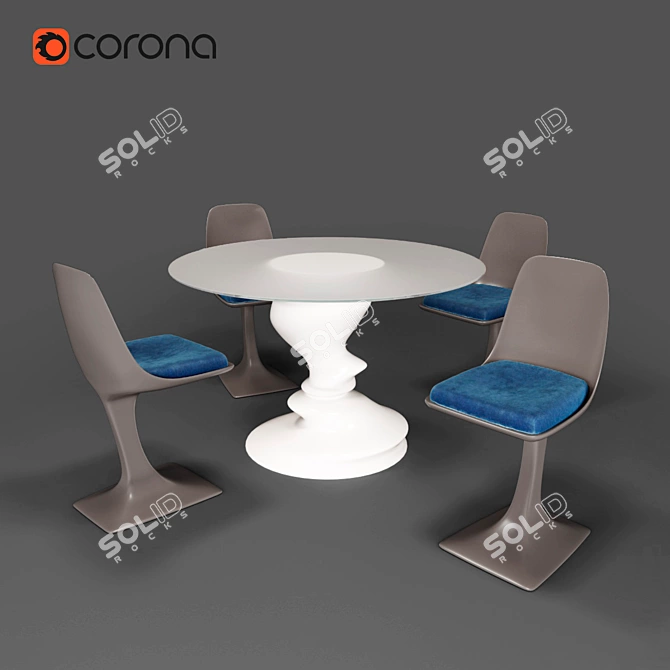 Elegant Dining Set | ARUM Chairs 3D model image 1