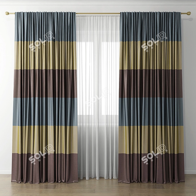 Elegant Window Drapes 3D model image 1