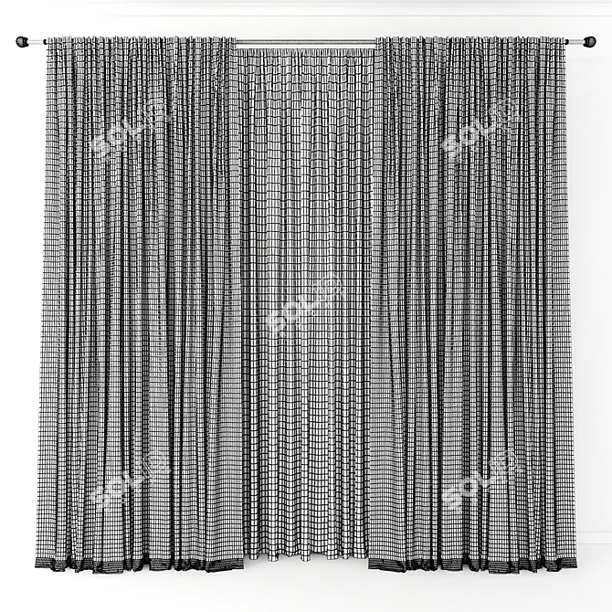 Elegant Window Drapes 3D model image 2