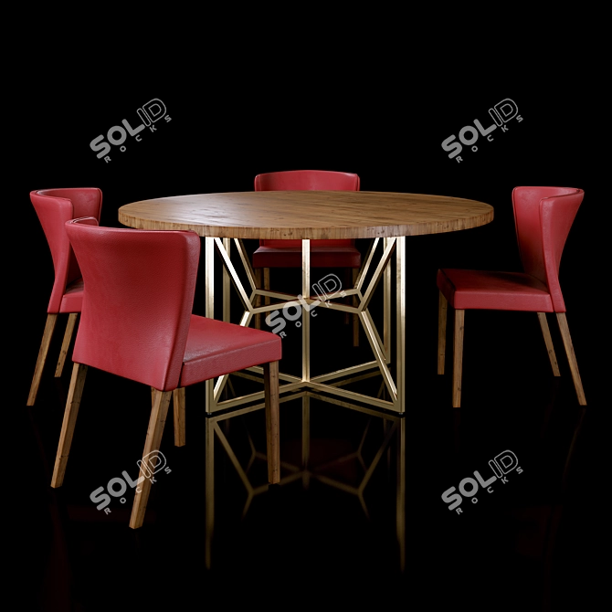 Curran Dining Set: Chairs & Round Table 3D model image 2