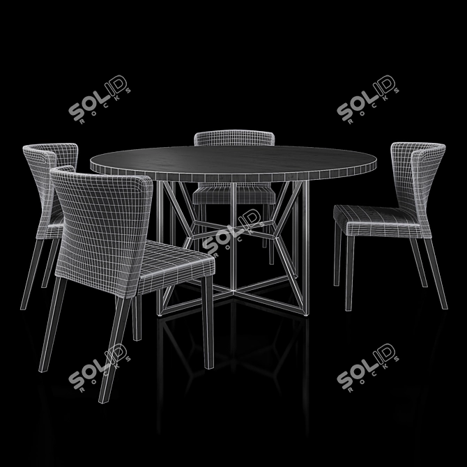 Curran Dining Set: Chairs & Round Table 3D model image 3