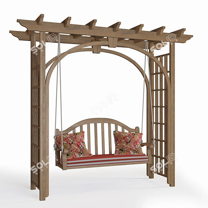 Wooden Garden Swing in Two Colors 3D model image 1