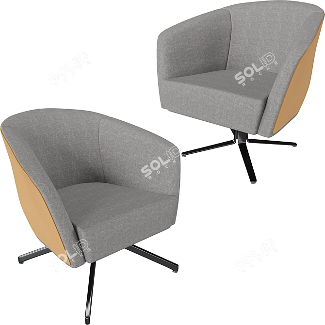 Elegant Violetta Swivel Armchair 3D model image 1