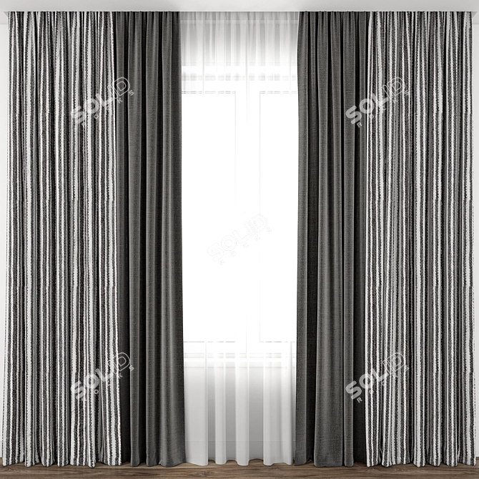 Elegant Curtain Model - High Quality 3D model image 1