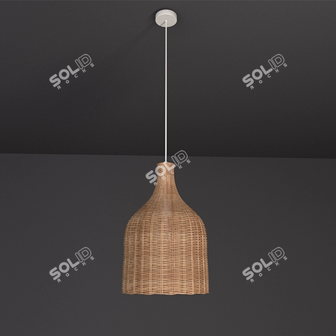 VIOKEF HAWAI Pendant: Natural Wooden Basket, E27 Lampholder 3D model image 1