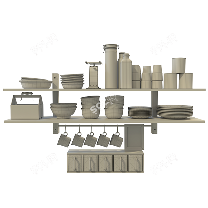 Essential Kitchen Tools Set 3D model image 3