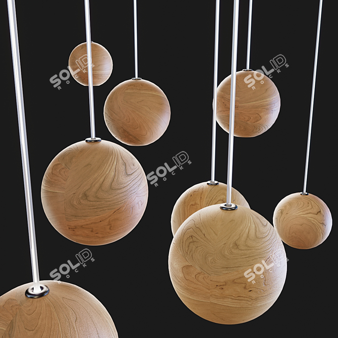 10cm Wooden Pendant Sphere 3D model image 2