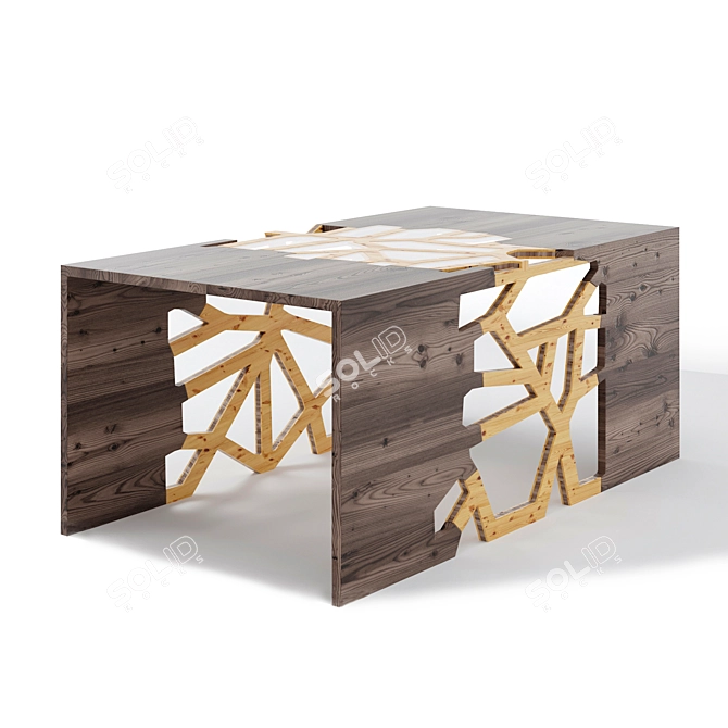 Geometric Walnut Branch Coffee Table 3D model image 2