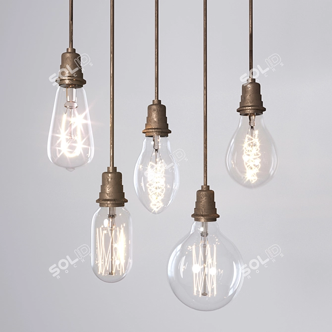 Vintage Edison Lamp Set 3D model image 1