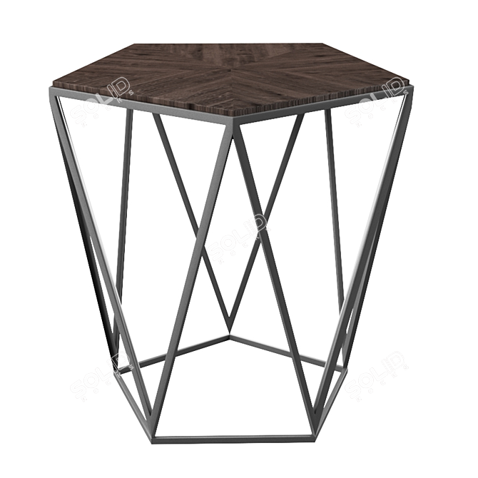 Elegant Pentagon Side Table: Wood & Metal 3D model image 1