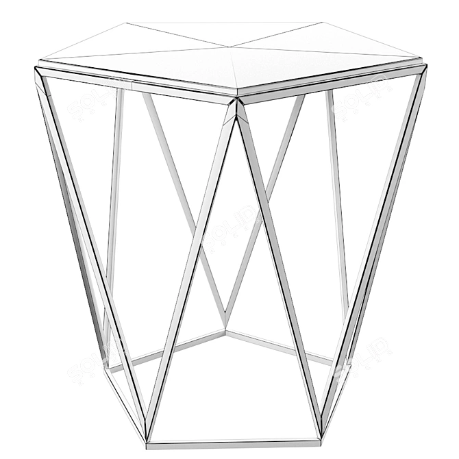 Elegant Pentagon Side Table: Wood & Metal 3D model image 3