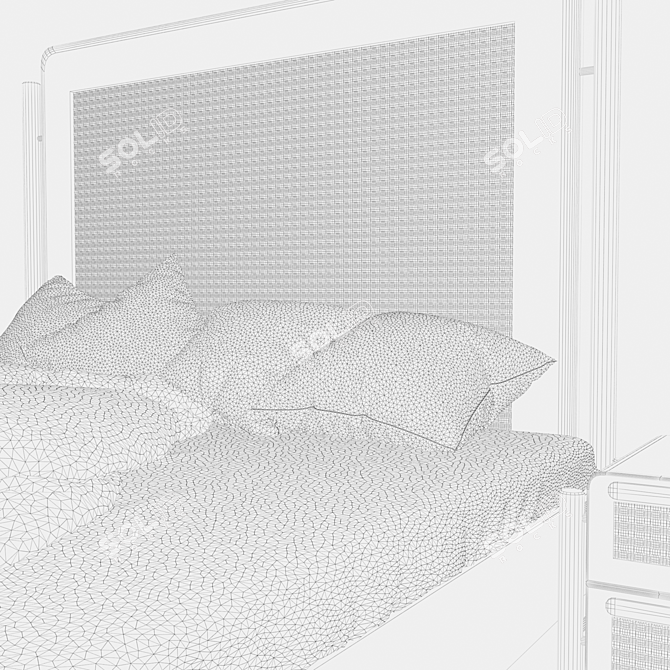 Custom Design Wood and Brass Bed 3D model image 3