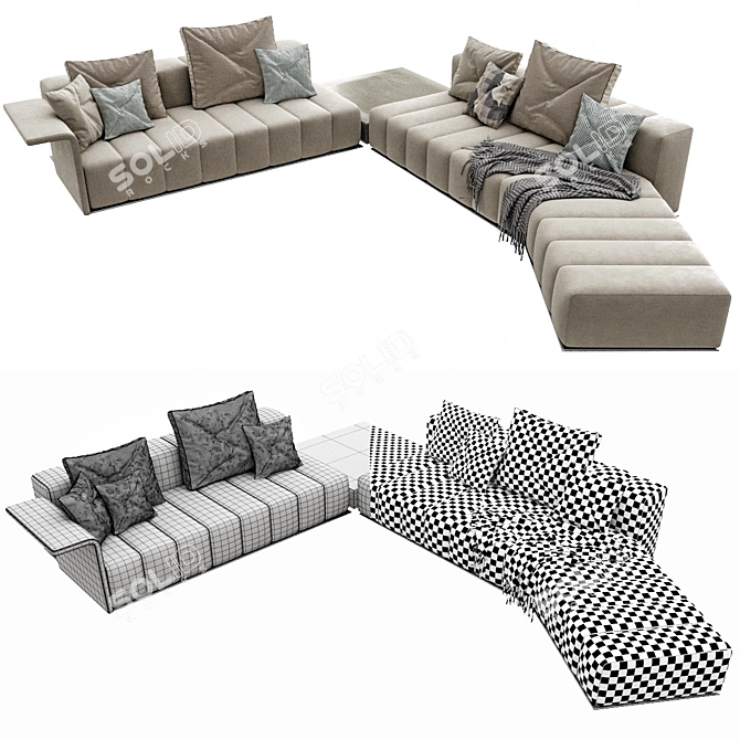 Modern Minotti Freeman Lounge Set 3D model image 3