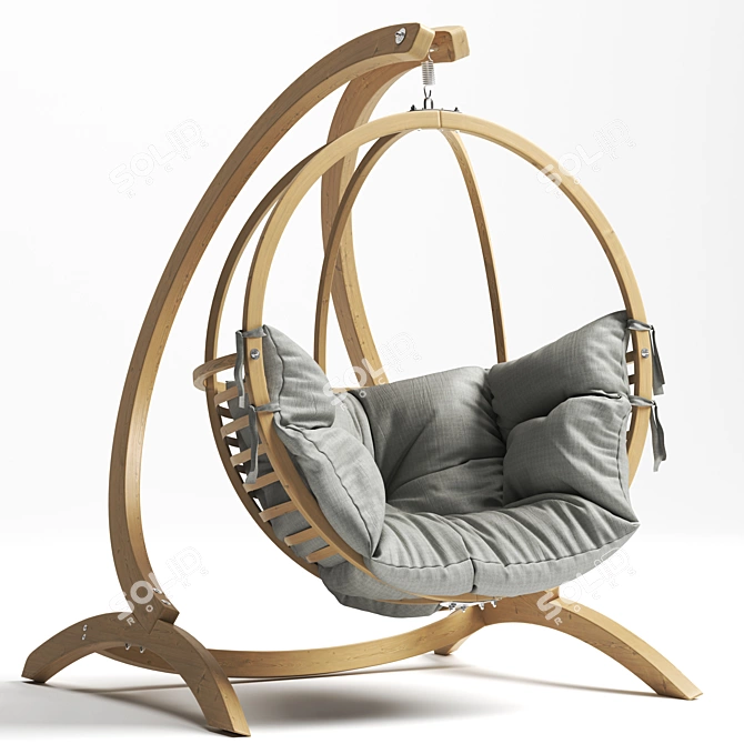 Globo One-seat Wooden Swing Chair 3D model image 1