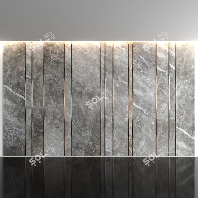 Marble & Brass Wall Panels 3D model image 2