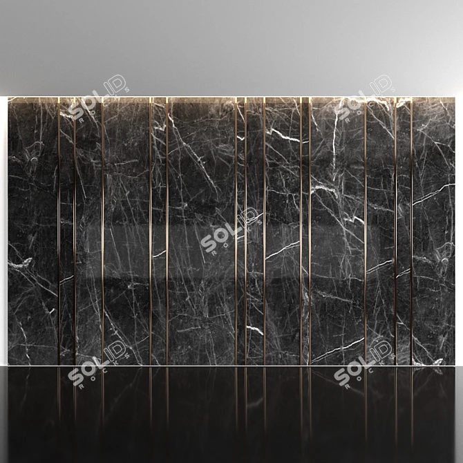 Marble & Brass Wall Panels 3D model image 3