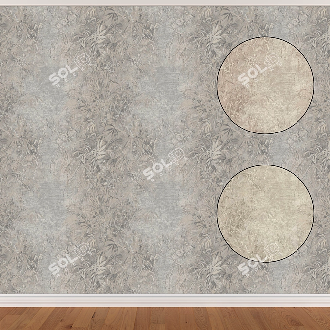 Seamless Wallpaper Set: Wall+Baseboard+Floor 3D model image 1