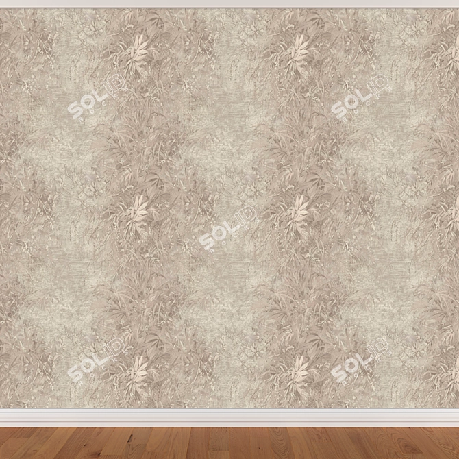 Seamless Wallpaper Set: Wall+Baseboard+Floor 3D model image 2
