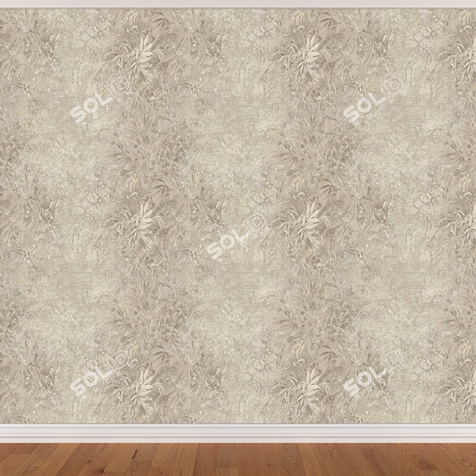 Seamless Wallpaper Set: Wall+Baseboard+Floor 3D model image 3