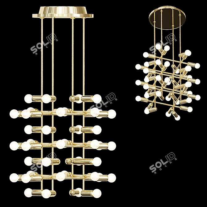 Elegant 21-Light Brass Chandelier 3D model image 1