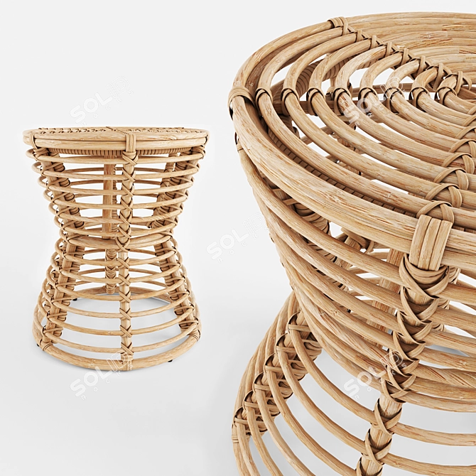 Boho Chic Luna Rattan Side Table 3D model image 1