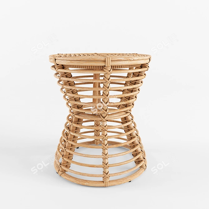 Boho Chic Luna Rattan Side Table 3D model image 2