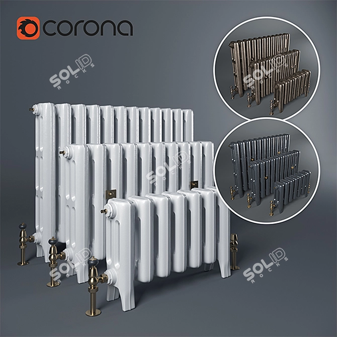 Vintage-Inspired Cast Iron Radiators 3D model image 1