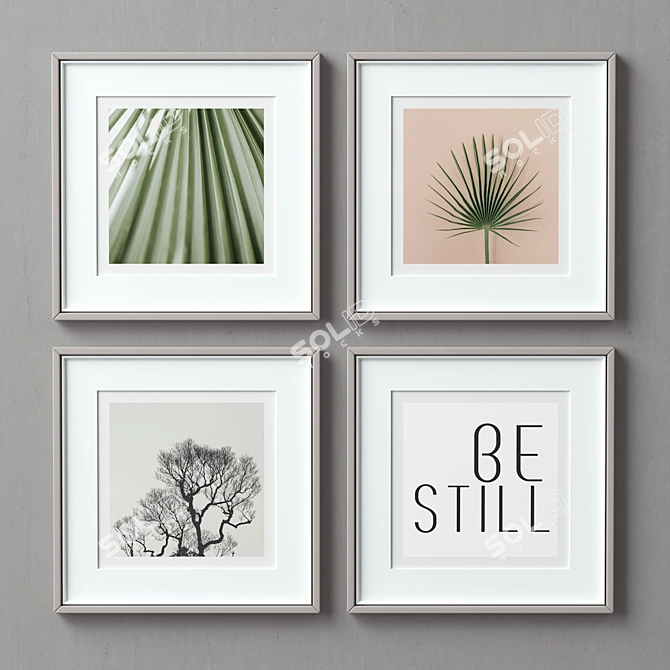 Stylish Set of 4 Picture Frames 3D model image 2