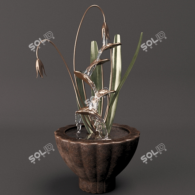 Elegant Water Blossom: Fountain Flowerpot 3D model image 1