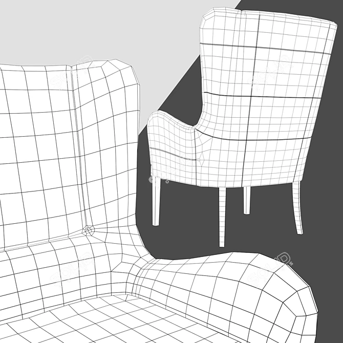 Stylish Davison Paint Armchair 3D model image 3