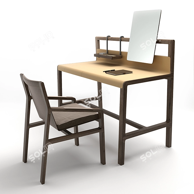 Sleek Alivar Scribe Desk & Ester Chair Set 3D model image 1