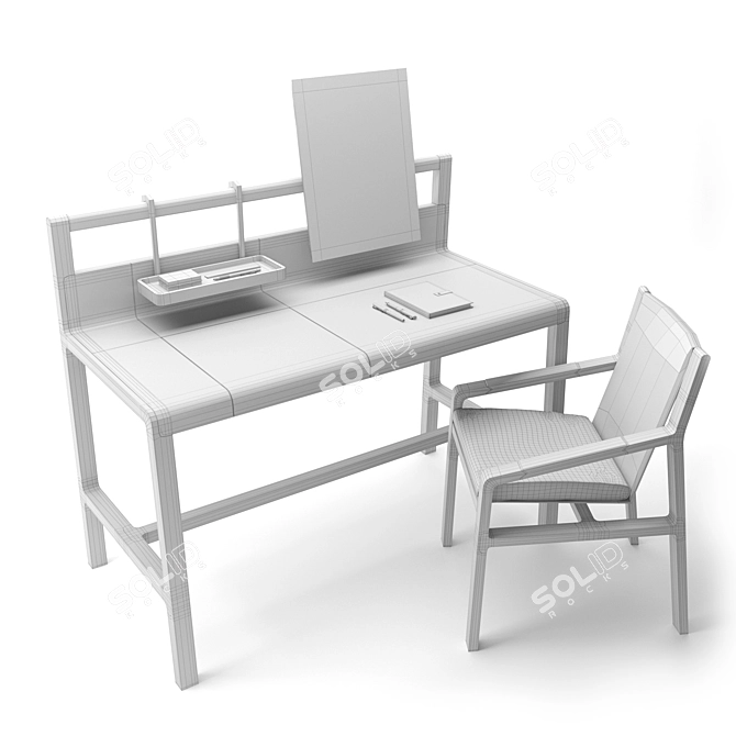 Sleek Alivar Scribe Desk & Ester Chair Set 3D model image 3